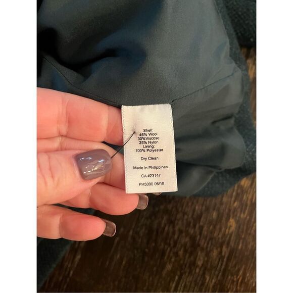 Talbots Green Wool Blend Nehru Collar Jacket Blazer sz 12 EUC - Picture 8 of 8